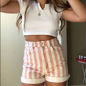 Zara Shorts - Pink and White Vertical Stripped Zara Denim Shorts Zara Shorts - Pink and White Vertical Stripped Zara Denim Shorts